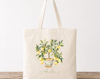 personalized lemon tote bag, lemon bachelorette, lemon wedding tote, citrus bag, lemon gift bag, bachelorette welcome favor bag