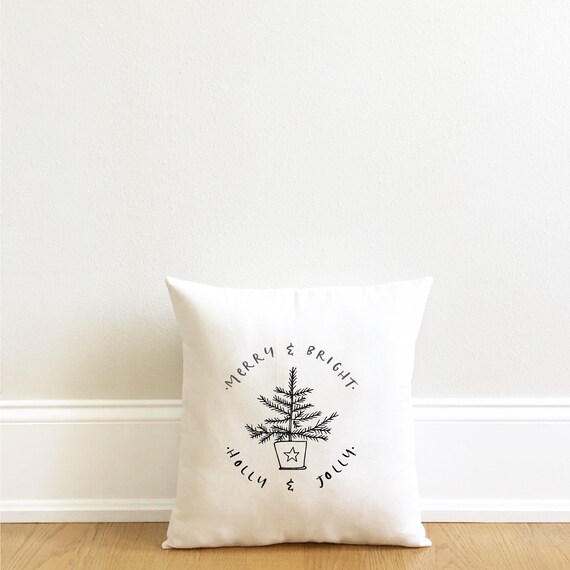 Merry and bright Christmas pillow cover Farmhour Christmas Pillow Cover Merry
