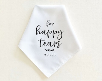 wedding handkerchief, for happy tears handkerchief, gift from bride to father, personalized handkerchief, mother of the bride gift