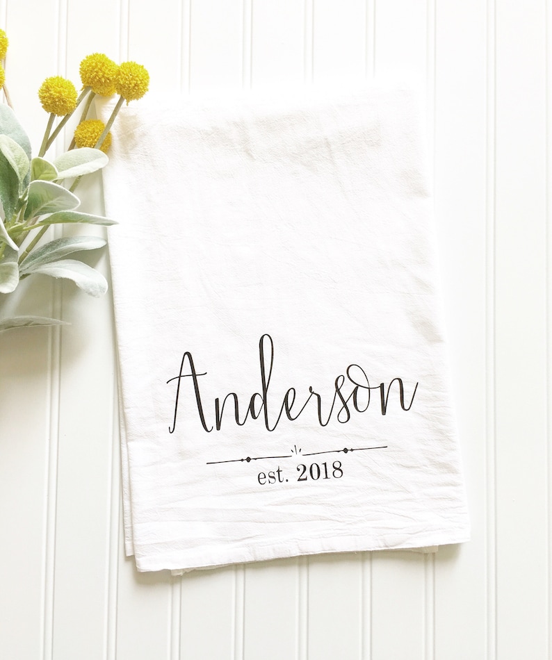 Bridal shower gift personalized tea towel custom kitchen towel Etsy