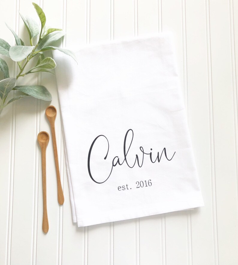 Custom name tea towel personalized tea towel wedding gift Etsy