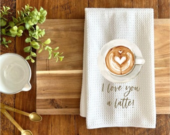 Funny Coffee Kitchen Towel, Latte Pun, Coffee Bar Decor
