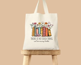 Floral Books Cotton Canvas Tote Bag, Book Lover Gift