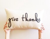 give thanks decorative pillow cover typography 12" x 20" natural fall autumn urban farmhouse industrial thanksgiving rustic fall gift