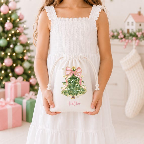 Personalized Gift Bag Drawstring Christmas Eve Gift Personalized Bags Christmas Favor Bags Party Holiday Name Custom Santa Sack Present