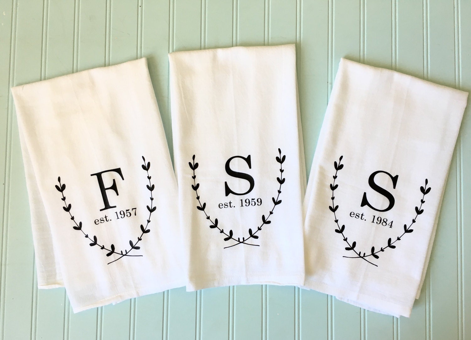 Personalized tea towel monogrammed tea towel wedding gift Etsy