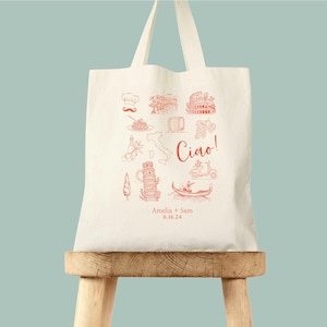 Ciao wedding tote bag Italian wedding favor welcome wedding tote destination wedding Italy wedding welcome bag Italy welcome bag