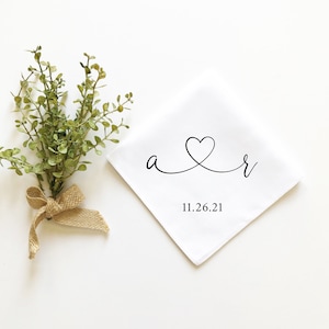 personalized handkerchief, wedding handkerchief, initials and heart hankie, gift from bride to groom, mother of the bride gift image 5