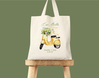 Ciao Bella Italian Wedding Tote Bag, Personalized Vespa Welcome Gift