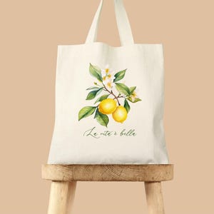 Bridesmaid Tote Bag Wedding Welcome Gift Cotton Canvas Reusable Shopping Carrier Italian Lemon Citrus Print Design Natural Eco Friendly Material Perfect Bridal Party Favor Grocery Beach Bag Daily Use Sustainable Lifestyle Essential Premium