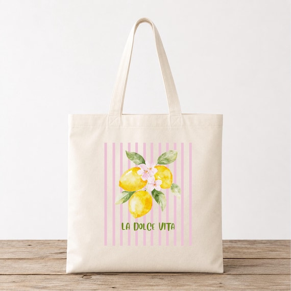 Bridal Party Bag Wedding Welcome Tote Bridesmaid Gift Canvas Market Italian Lemon Citrus Design Cotton Beach Carryall Reusable Shopping