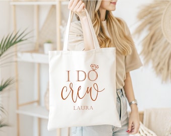 I Do Crew Canvas Tote Bag, Custom Bridal Party Gift