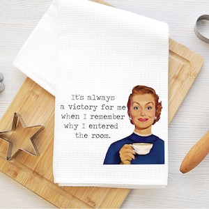 funny kitchen towel, dish towel, waffle towel, retro housewife kitchen towel, funny dish towel, Christmas hostess gift, secret santa gift