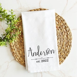 personalized kitchen towel, custom dish towel, cotton anniversary, gift for newlyweds, gift for her, kitchen decor, hostess gift