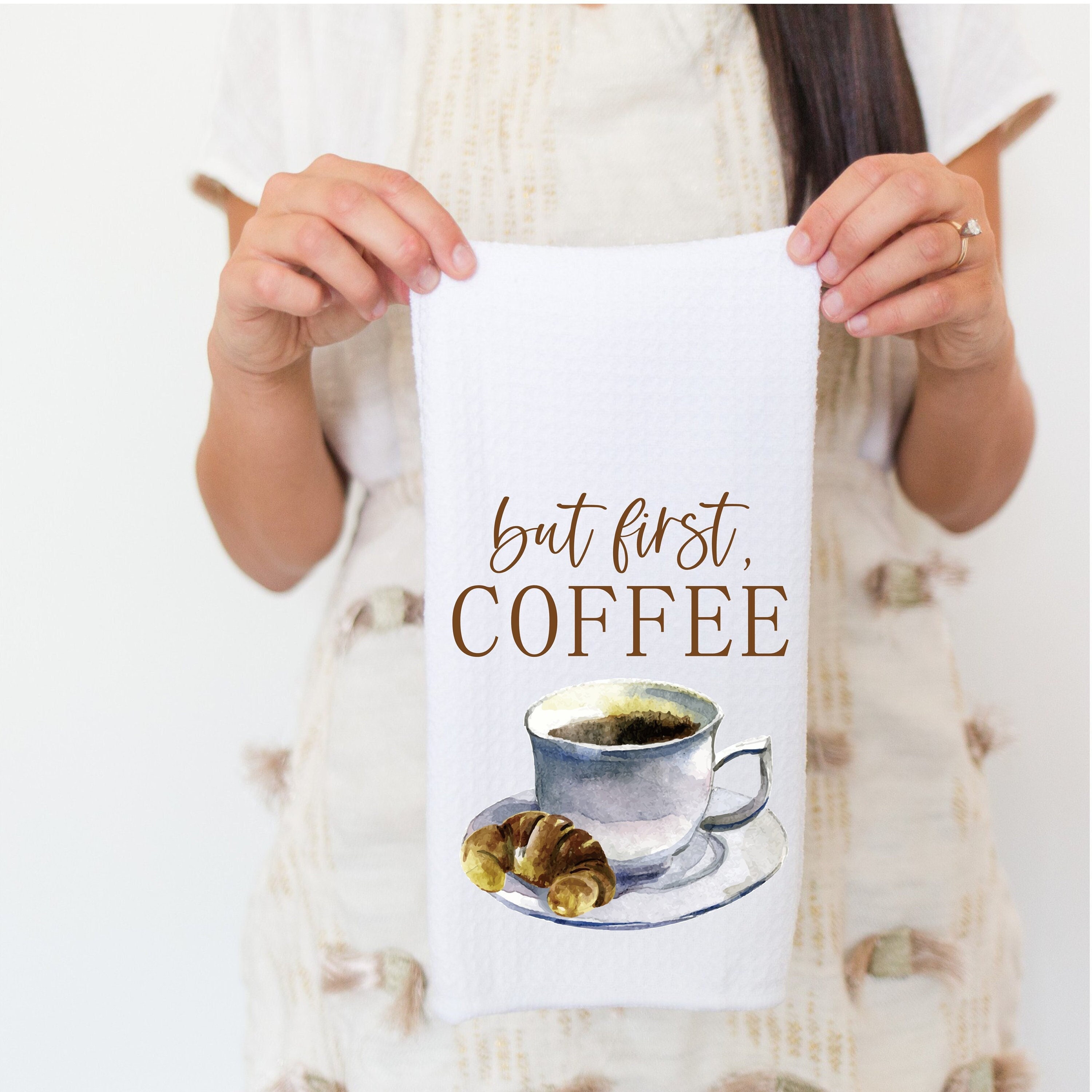 But First Coffee Kitchen Tea Towel Home Decor Gift