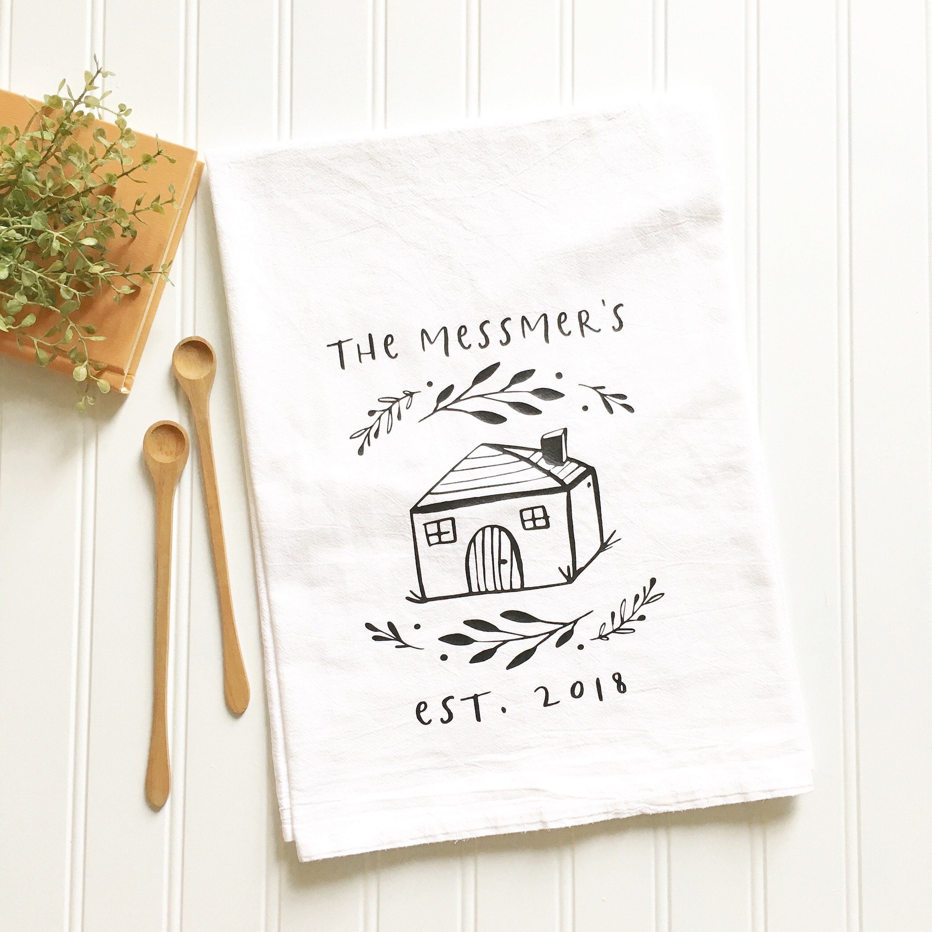 Serviette de Thé Mariage Première Maison Housewarming Cadeau Nouvelle Serviette Personnalisée Mariée