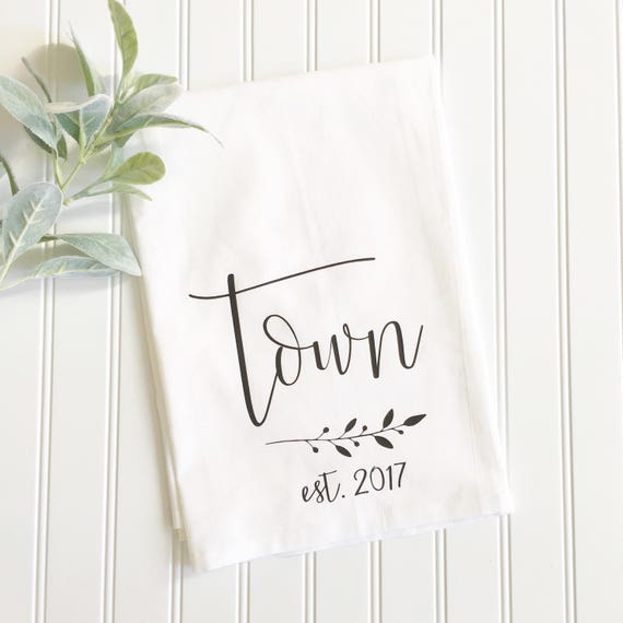 personalized tea towel custom name tea towel wedding tea Etsy