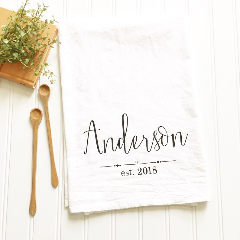 Bridal shower gift personalized tea towel custom kitchen towel Etsy