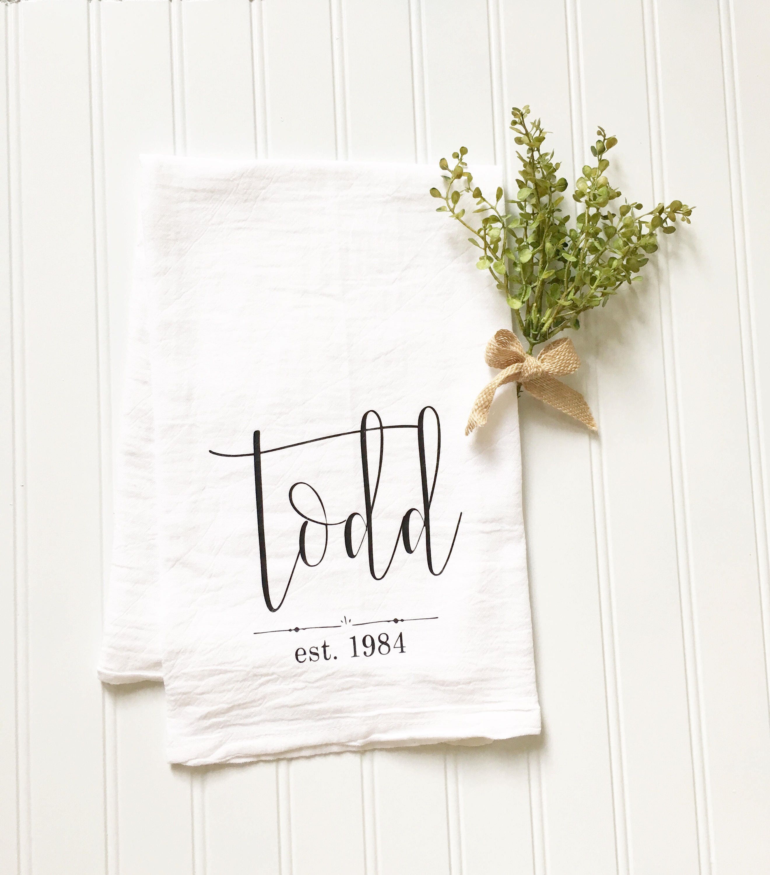 personalized tea towel custom name tea towel wedding gift Etsy