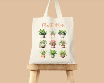 plant mom tote bag, plant lovers gift, plant lady, gardener mom gift, mother's day gift, gift for mom, plant lady gardening tote bag