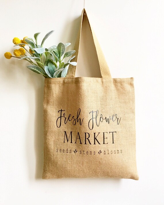 Market Tote Bag Mother S Day Gift Farmers Market Bag Fresh Flower Market Burlap Bag Grocery Bag Gift For Mom Gift For Her