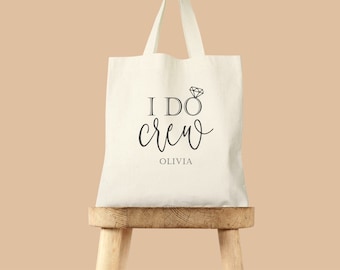 I do crew tote bag, name tote, wedding welcome bag, bridesmaid gift bag, bridal party bag, custom bridesmaid tote, bachelorette party tote