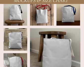 AOP Tote Bag Mockup Bundle: Canva Editable with multiple color handles
