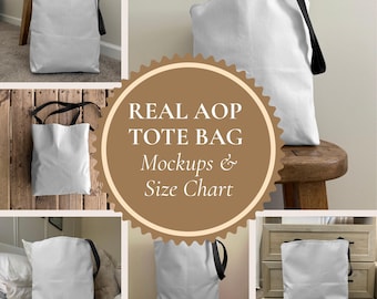 Schwarzer Griff AOP Einkaufstasche Mockup Bundle: Canva Bearbeitbar (Digitaler Download)