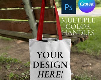Echte AOP Tragetasche Mockup Bundle, mehrere Griffe (PSD Datei)
