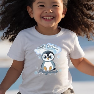 Just a Girl Who Loves Penguins Shirt – Toddler & Kids Gift | Cute Winter Animal T-Shirt for Girls | Penguin Lover Birthday Present