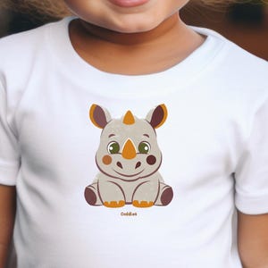 Camiseta unisex infantil con dibujo de rinoceronte bebé - Camiseta infantil con estampado de zoológico, camiseta infantil con animales de safari
