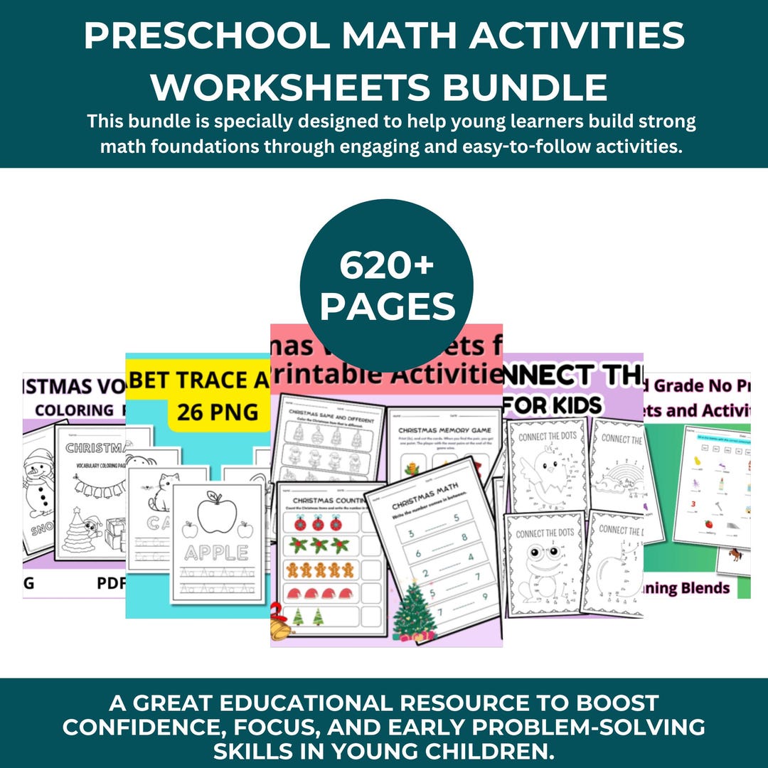 Preschool Math Activities Worksheets Bundle Vol 3 | Early Learning Math ...