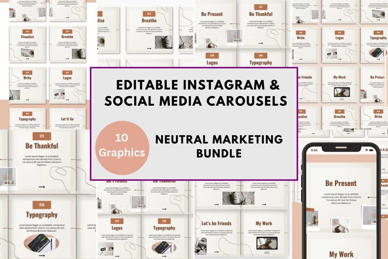 Instagram Carousel Canva Templates – Neutral Marketing Bundle | Social ...
