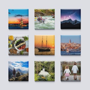 Custom Photo Magnets – 1/4/6/9/12/18 pcs – Square or Rectangle – Personalized Fridge Gift – Handmade in Sweden – High Quality