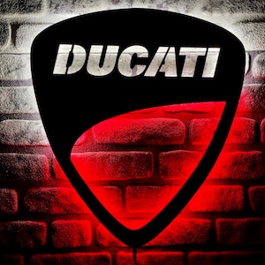 Ducati Led Sign, Ducati Led Light, Wood Wall Decor, Handmade Led Sign, Garage Decor, Man cave wall decor, motorcycle fan gift Christmas Gift