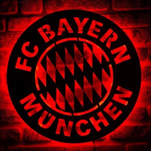 FC Bayern München Led Sign, FC Bayern München Fan Gift, Wood Wall Decor, Handmade Led Sign, Man cave wall decor, Christmas Gift