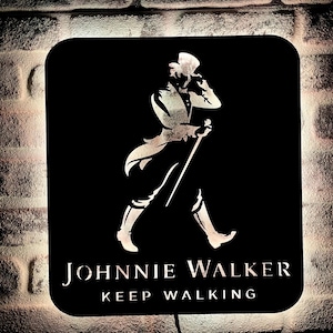 johnnie walker Led Sign, johnnie walker Led Light, Wood Wall Decor, Handmade Led Sign, Man Cave Decor, Bar Pub Decor, Christmas Gift