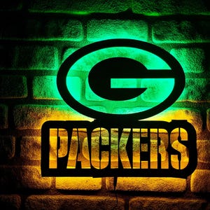 Green Bay Packers Led Sign, Green Bay Packers Led Light Decor, NFL Fan Gift, Wood Wall Decor,  Man cave wall decor, Christmas Gift
