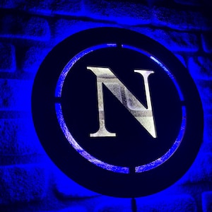 Napoli Led Sign, Napoli Led Light, Wood Wall Decor, Handmade Led Sign, Serie A Teams Logo, Napoli Fan Gift, Man cave decor, Christmas Gift