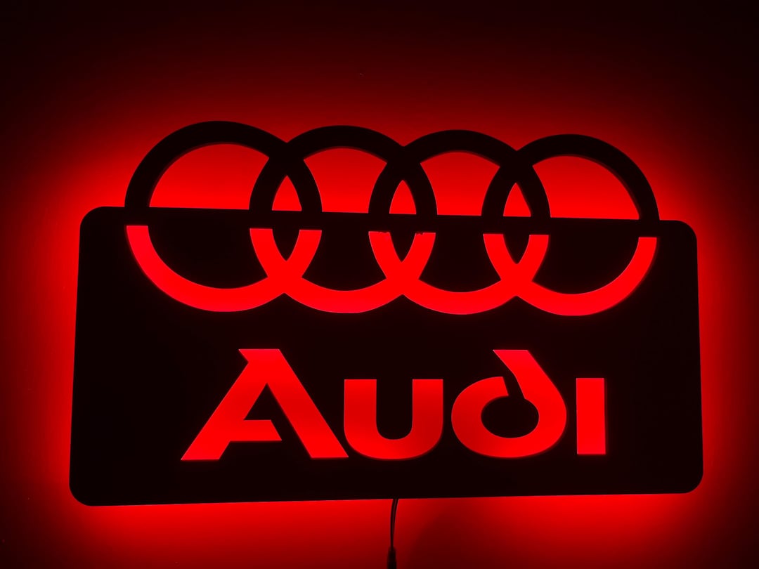 Audi Led Sign, Audi Logo Led Light, Garage Decor, Audi Club, Man Cave ...