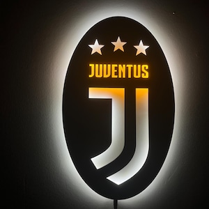 Juventus FC Led Sign, Juventus Led Light, Wood Wall Decor, Handmade Led Sign, Seria A Footbaal team Logo, Man cave wall decor Christmas Gift