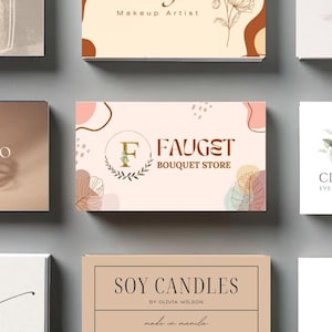 de Carte de visite bohème | Conception de toile modifiable | Une image de marque minimaliste pour les femmes entrepreneures | 10 modèles différents. OFFRE LIMITÉE