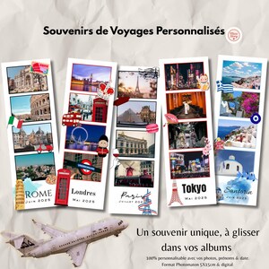 Personalized Travel Souvenir - 5x15cm Photo Booth Strip - Printable Travel Gift - Rome, London, Paris, Tokyo, Santorini - Digital File