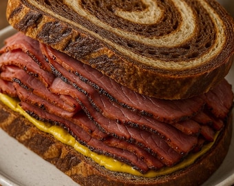 Marble Rye Heist -- Pastrami on Swirled Rye