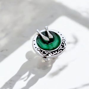 Handcrafted Persian Heritage Ring – 925 Sterling Silver with Green Enamel – Symbol of Love – Adjustable Size