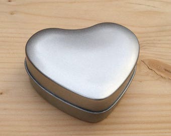 Heart shape Tin Box, Jewellery Box, Candle Tin, Small Container, 50ml Small Box