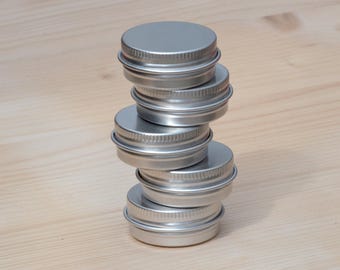 Small Silver Metal Tins: 30ml Screw Lid DIY Storage