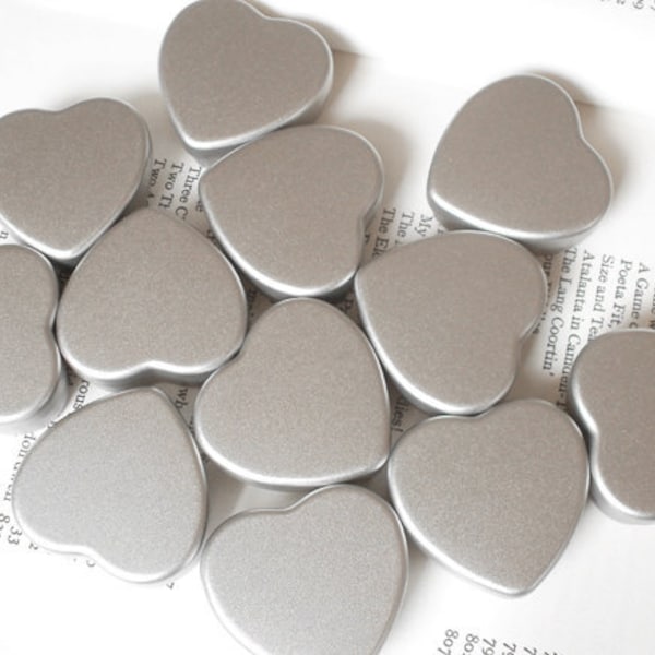 Small Heart Tin, Jewellery Box, Candle Tin, DIY Container, Blank Silver Colour