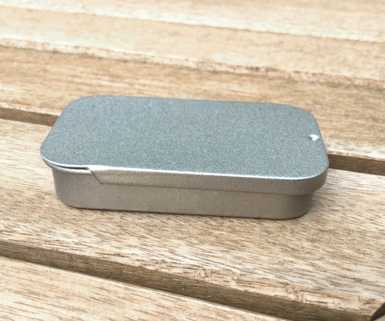 Small Sliding Lid Tins, Jewellery Box, Candle Tin, DIY Container, Blank Silver Colour, 10ml Small Organizer, Small Storage Box image 5