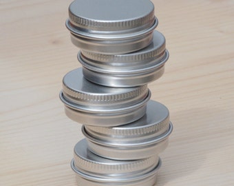 Small Metal Tins, Blank Round Silver Colour, 15ml Screw Lidded